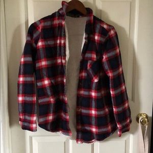 Fuzzy thermal flannel sweater